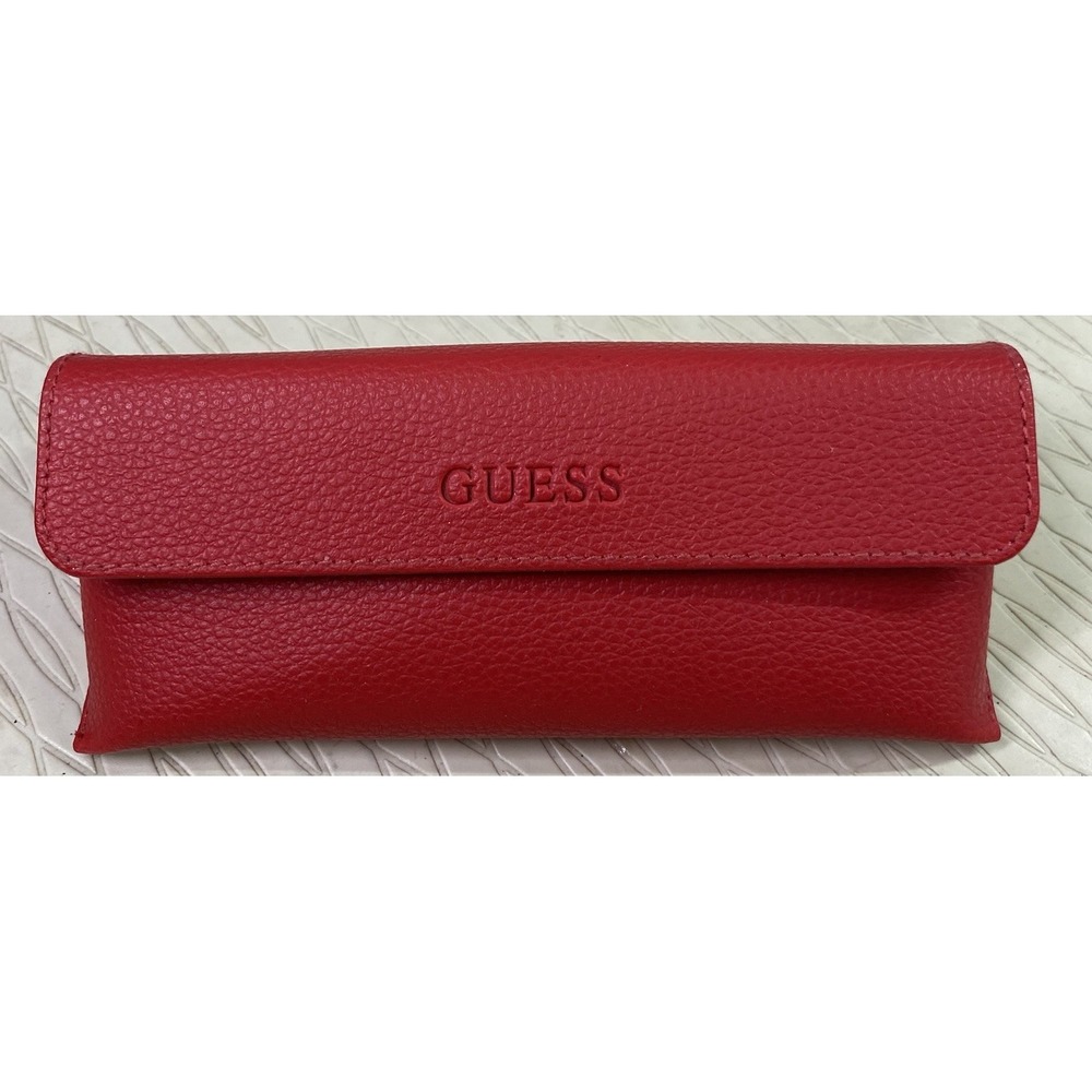 Guess Red Eyeglass Case Sunglasses Holder Faux Leather‎ Snap Closure 6.5x2.75x2"